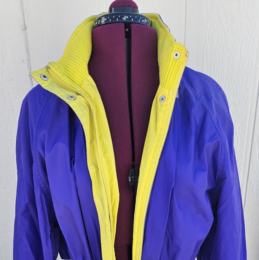 Woolrich Woman Vintage Purple and Yellow Long Windbreaker Jacket